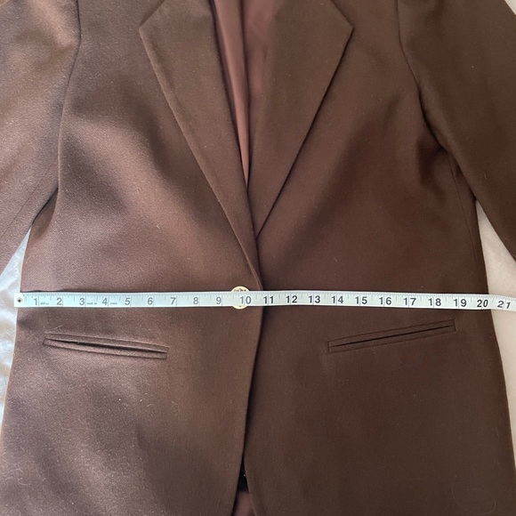 Vintage 100% Wool Chocolate Walnut Brown Sag Harbor Fall Blazer Jacket Size 10 - Picture 8 of 10